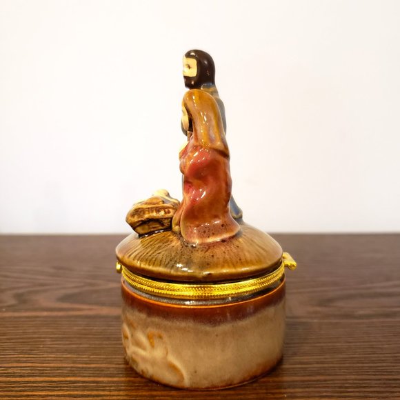 Nativity Trinket Box Christmas Porcelain Ornament Hinged Greenbrier 4.25" READ - Picture 4 of 13
